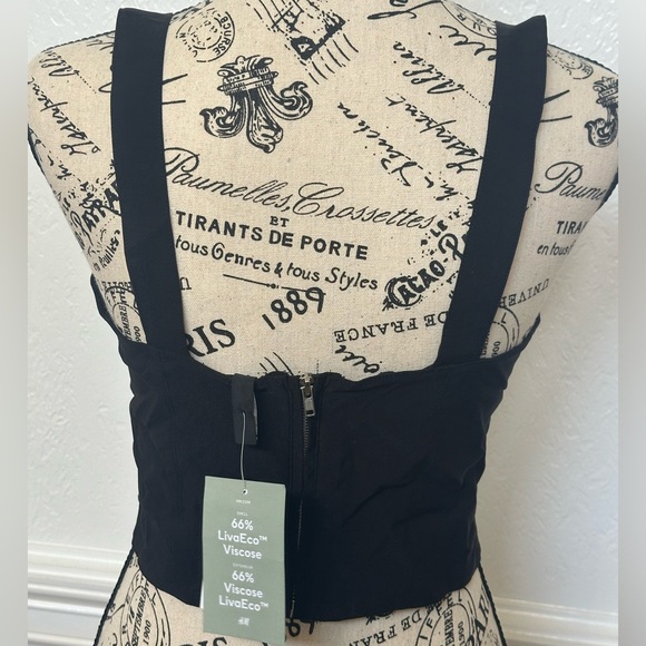 🖤 STRETCHY CROPPED BLACK CORSET TOP ZIPPERED  SIZE SMALL 🖤 - Picture 6 of 6